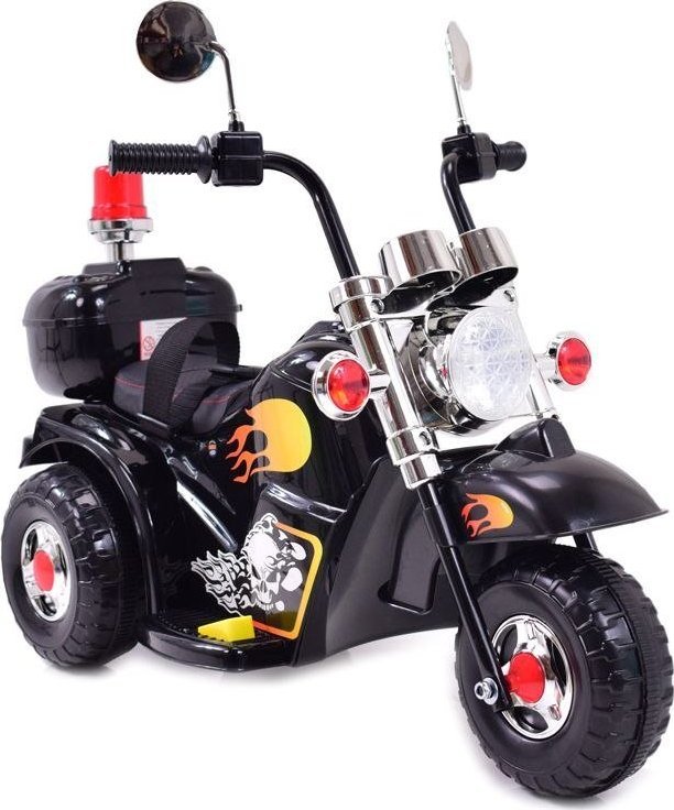 Super-Toys PIERWSZY MOTOR CHOPPER NA AKUMULATOR - KOGUT, MIĘKKIE SIEDZENIE, PASY/LL778