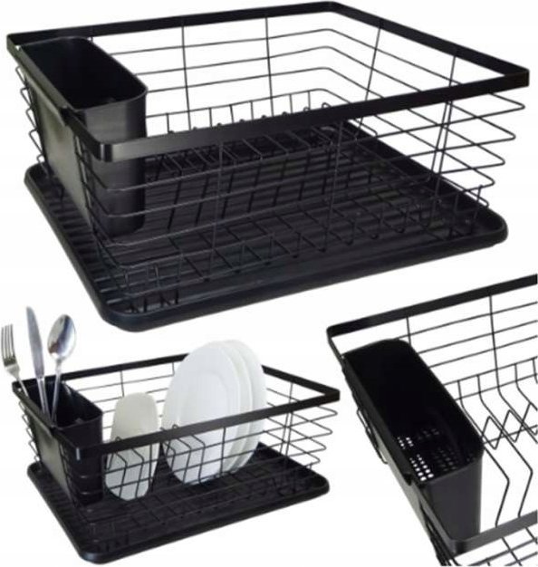 KIK Suszarka do naczyń ociekacz na naczynia sztućce taca czarna