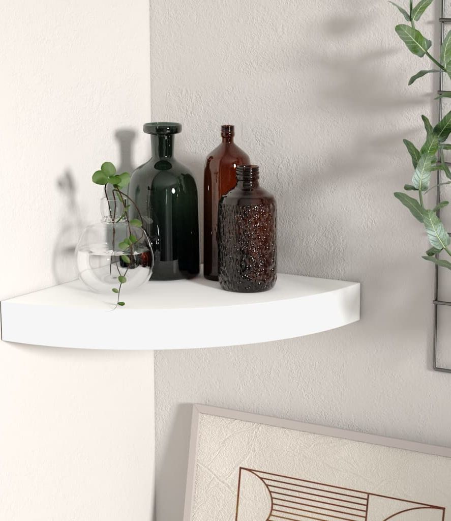 vidaXL Narożna półka ścienna, biała, 25x25x3,8 cm, MDF