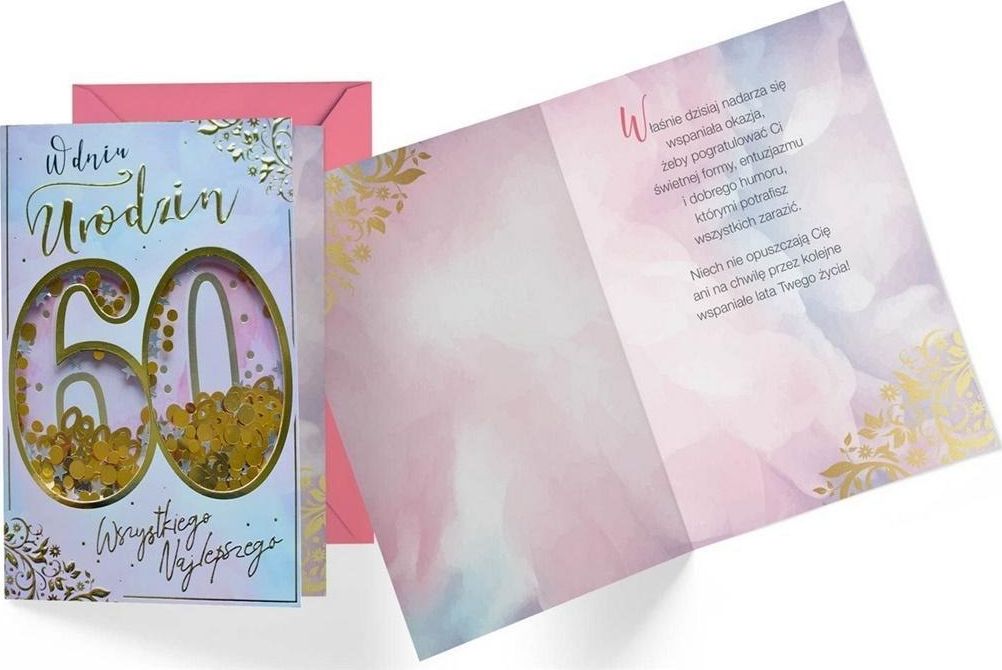 KUKARTKA Karnet B6 konfetti KNF-040 Urodziny 60 damskie