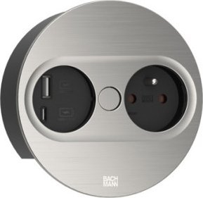 Bachmann BACHMANN TWIST 2 1xUTE 1xUSB A/C 22W 2.0m AEH stal nierdzewna wygląd okrągły