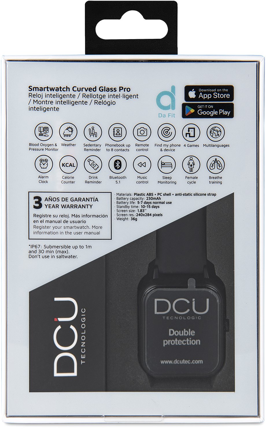 Smartwatch DCU CURVED GLASS PRO 1,83" Czarny