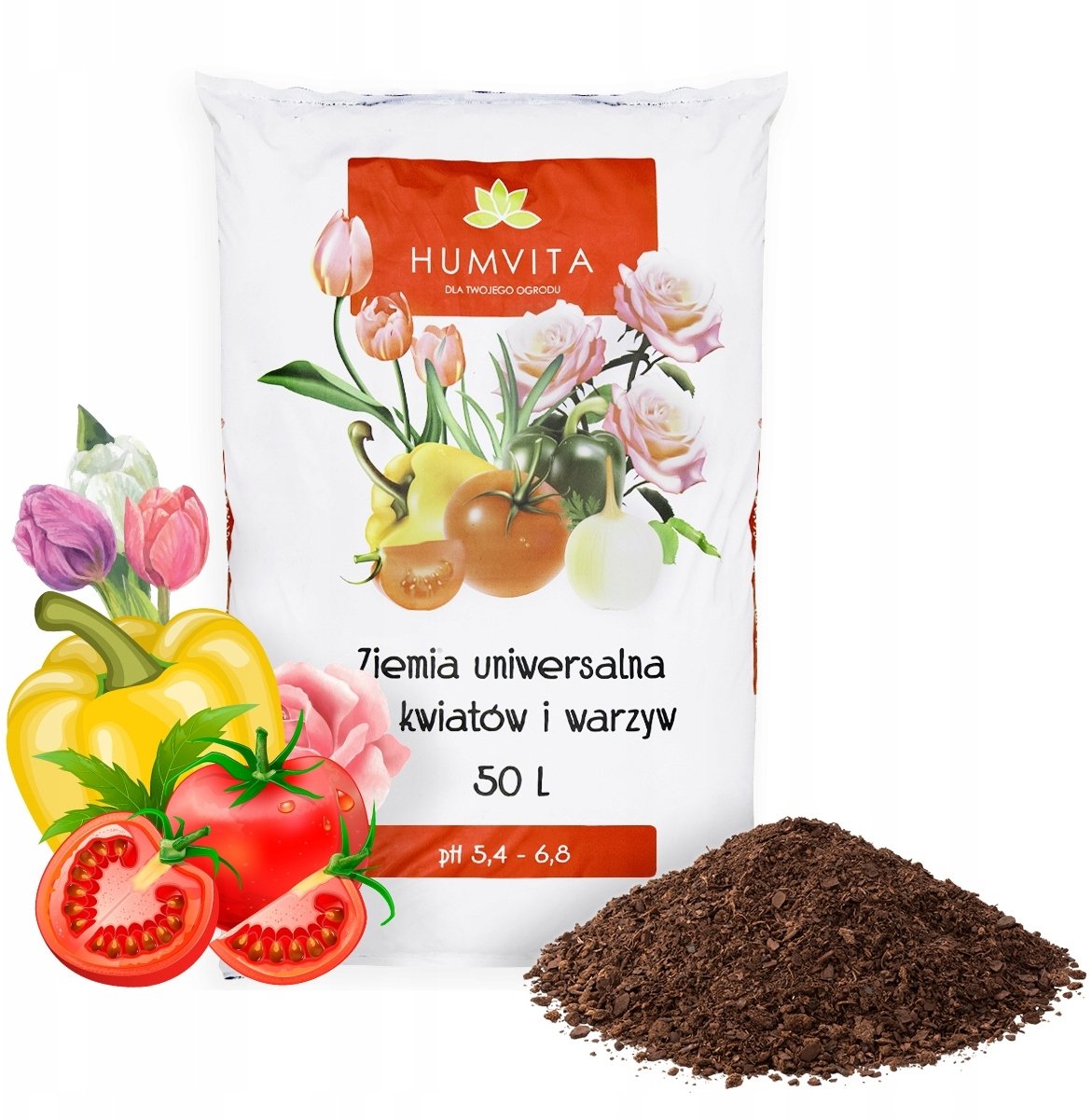 Ziemia UNIWERSALNA 50L do KWIATÓW WARZYW ROŚLIN OZDOBNYCH ZIÓŁ OWOCÓW