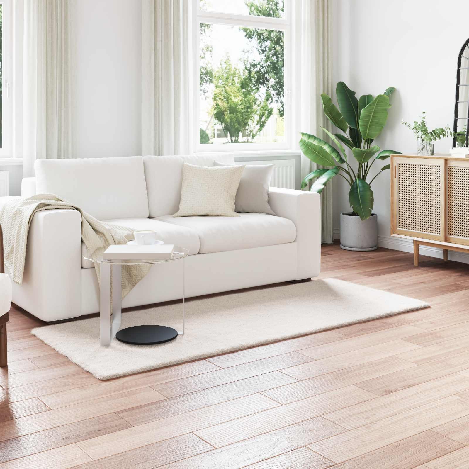 vidaXL dywan syntetyczny dywan z króliczym futrem w kolorze kremowym 100 x 200 cm Poliester