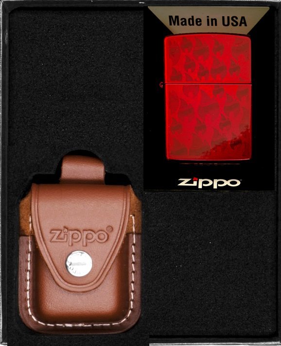 Zestaw ZIPPO Zapalniczka CANDY APPLE RED FLAME PATTERN Prezentowy No2
