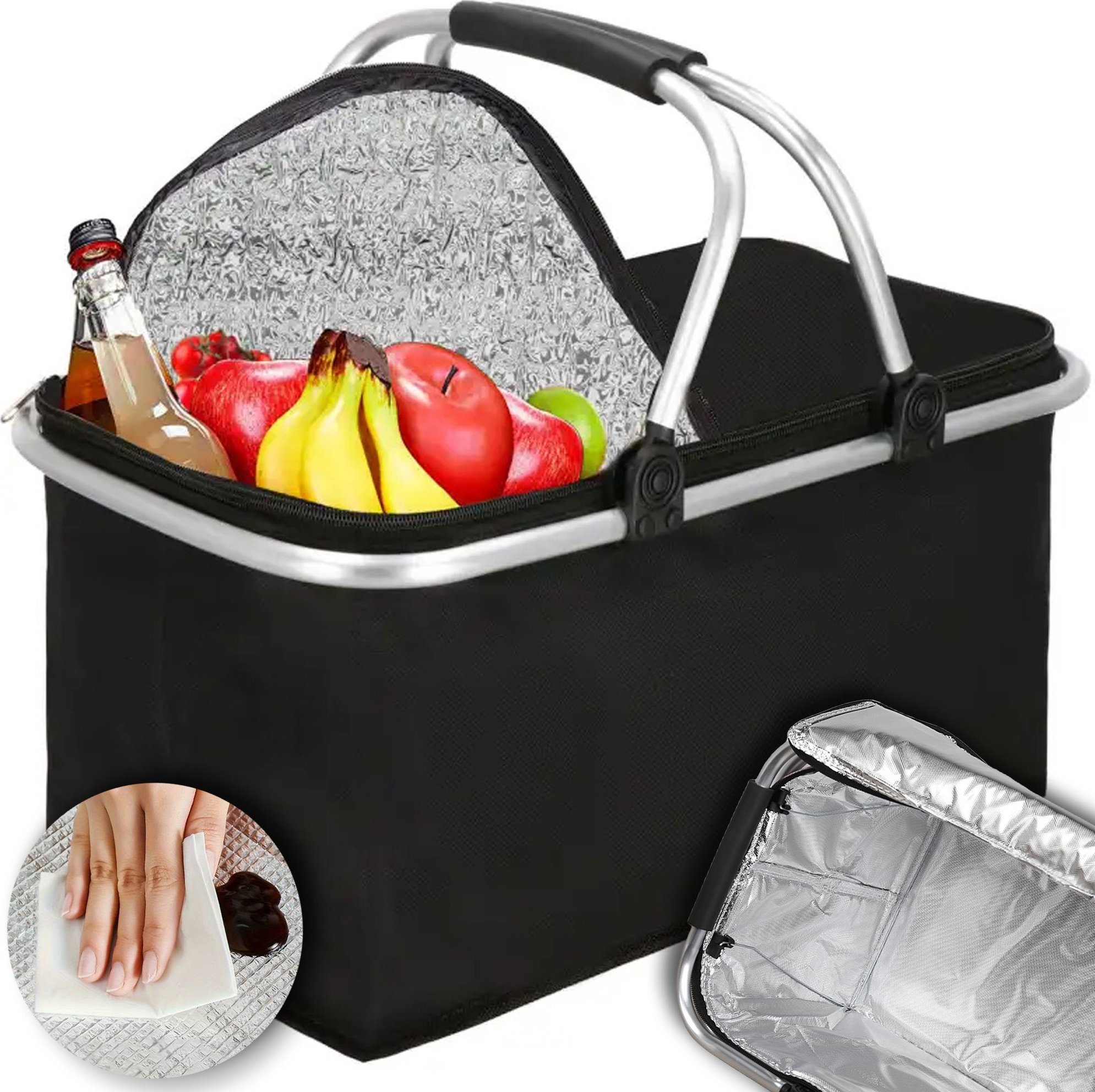 Heckermann Kosz piknikowy Heckermann 30L Czarny