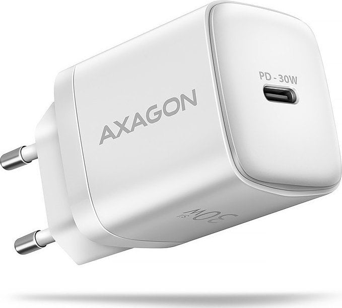 Ładowarka Axagon AXAGON ACU-PD30W, ładowarka sieciowa Sil 30W, 1x port USB-C, PD3.0/PPS/QC4+/SFC/AFC/Apple, biała