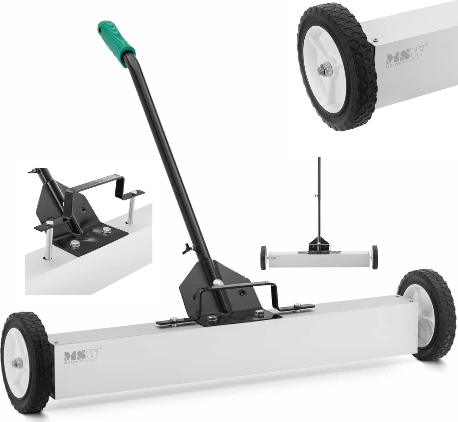 MSW Miotła zamiatarka magnetyczna do zbierania opiłków gwoździ na kółkach szer. 75 cm Miotła zamiatarka magnetyczna do zbierania opiłków gwoździ na kó