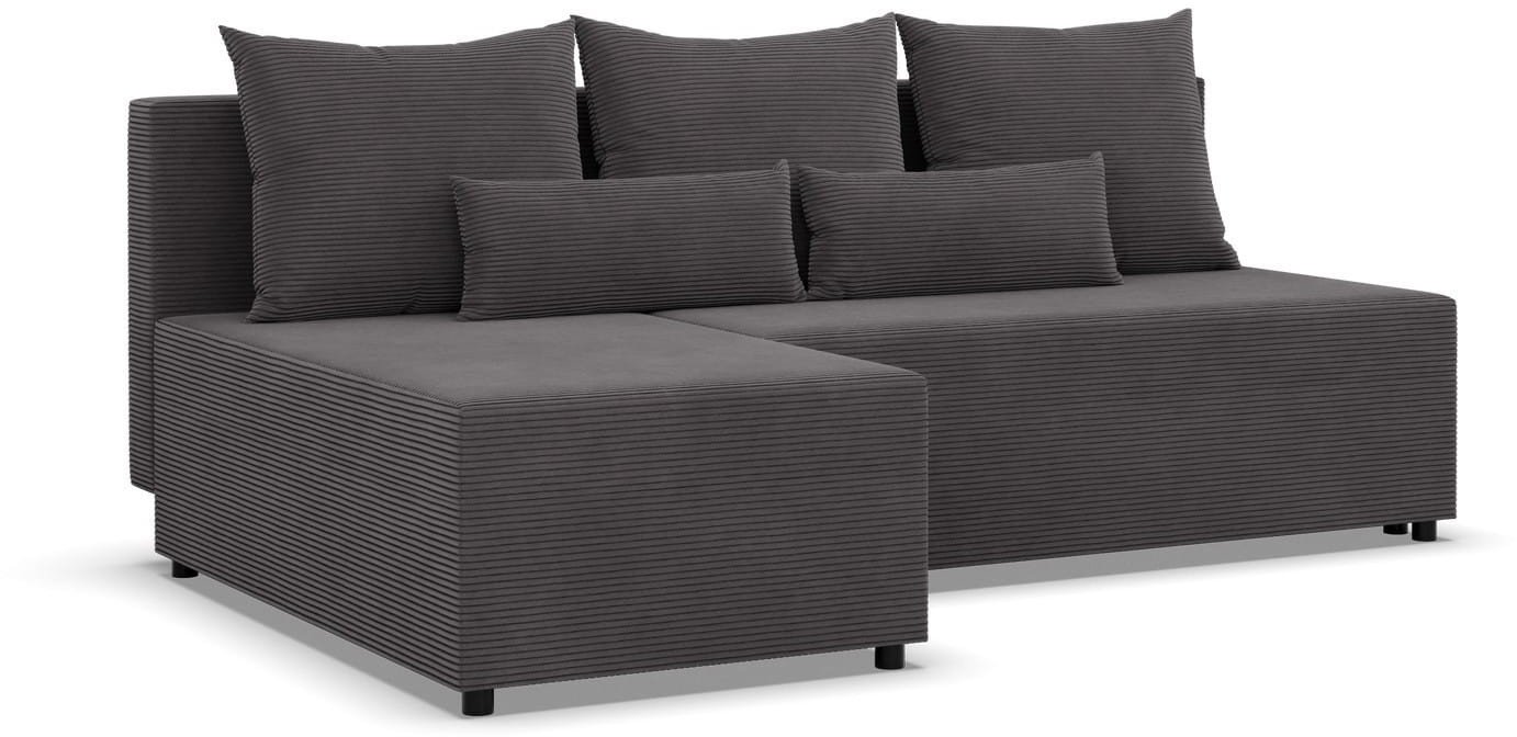 Narożnik z luźnymi poduszkami, Vista, sztruks, 201x137x92 cm, ciemny szary | TYLETEGOTU