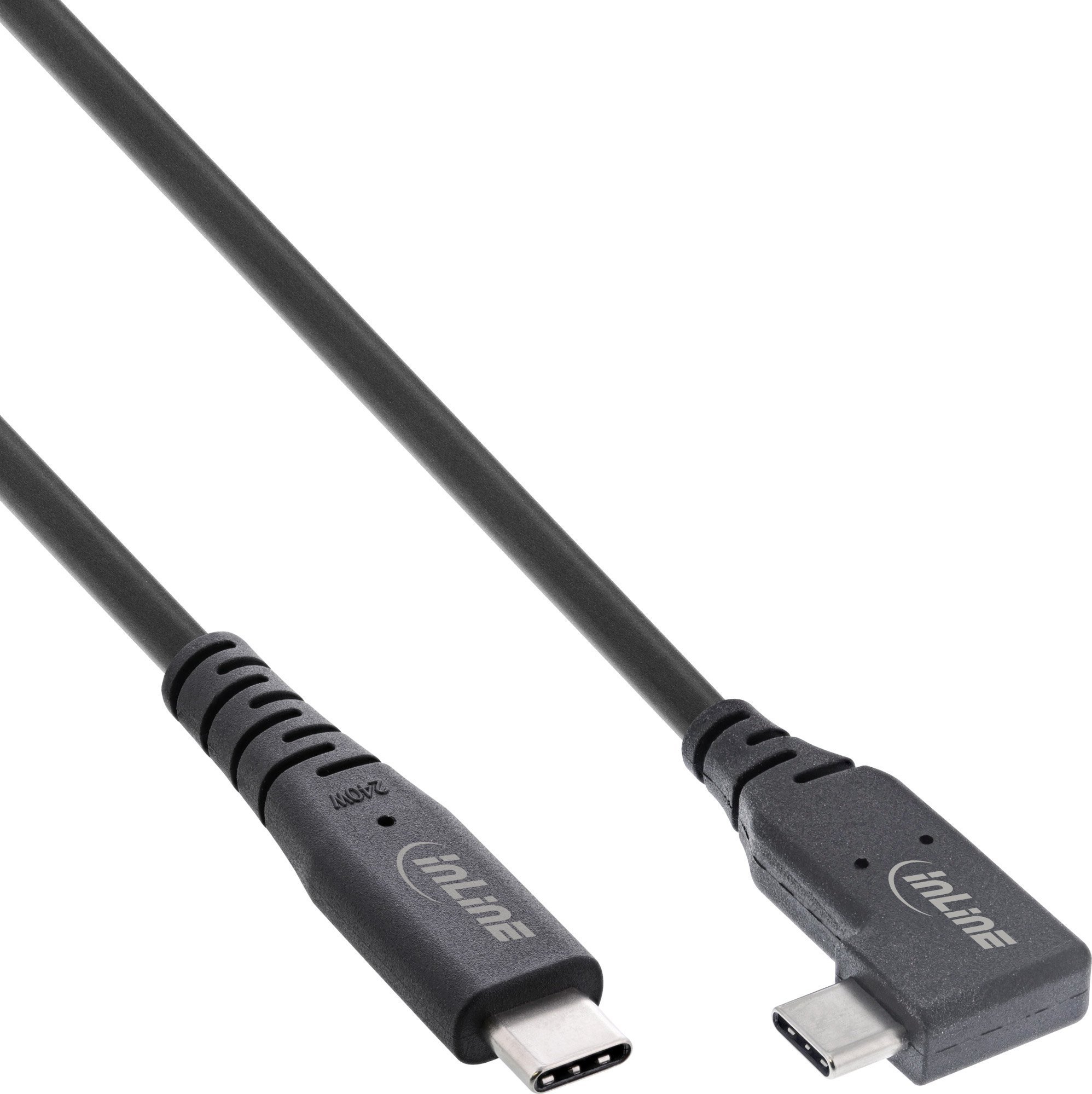 InLine InLine® USB4 cable, USB Type-C, one side angled, PD 240W, 8K60Hz, TPE black, 1m