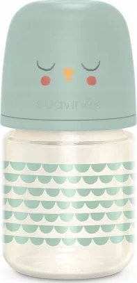 307826-BUTELKA SZKLANA 120ML/SMOCZEK FIZJOLOGICZNY SX PRO WOLNY PRZEPŁYW/SOWA MIĘTOWA/BONHOMIA