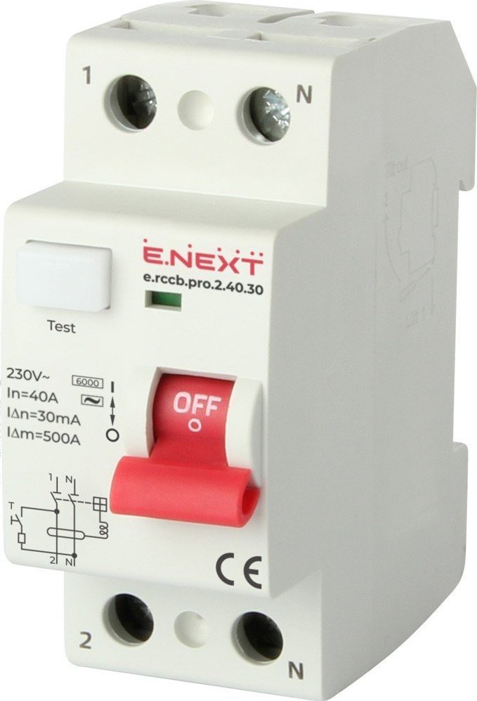 E.NEXT WYŁĄCZNIK RÓŻNICOWOPRĄDOWY RCCB.PRO 2P 40A 30MA