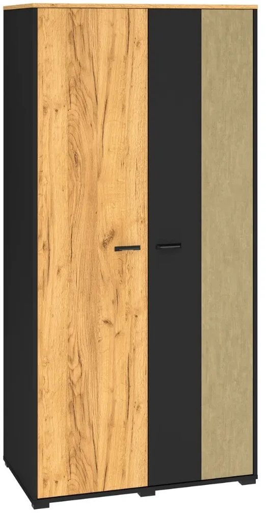 Szafa młodzieżowa COLT 02 2D dąb złoty craft/czarna ML MEBLE