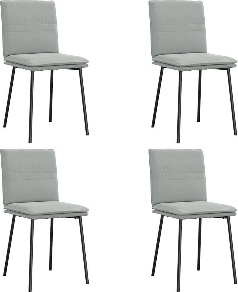 Krzesła stołowe, 4 szt., jasnoszare, obite aksamitem