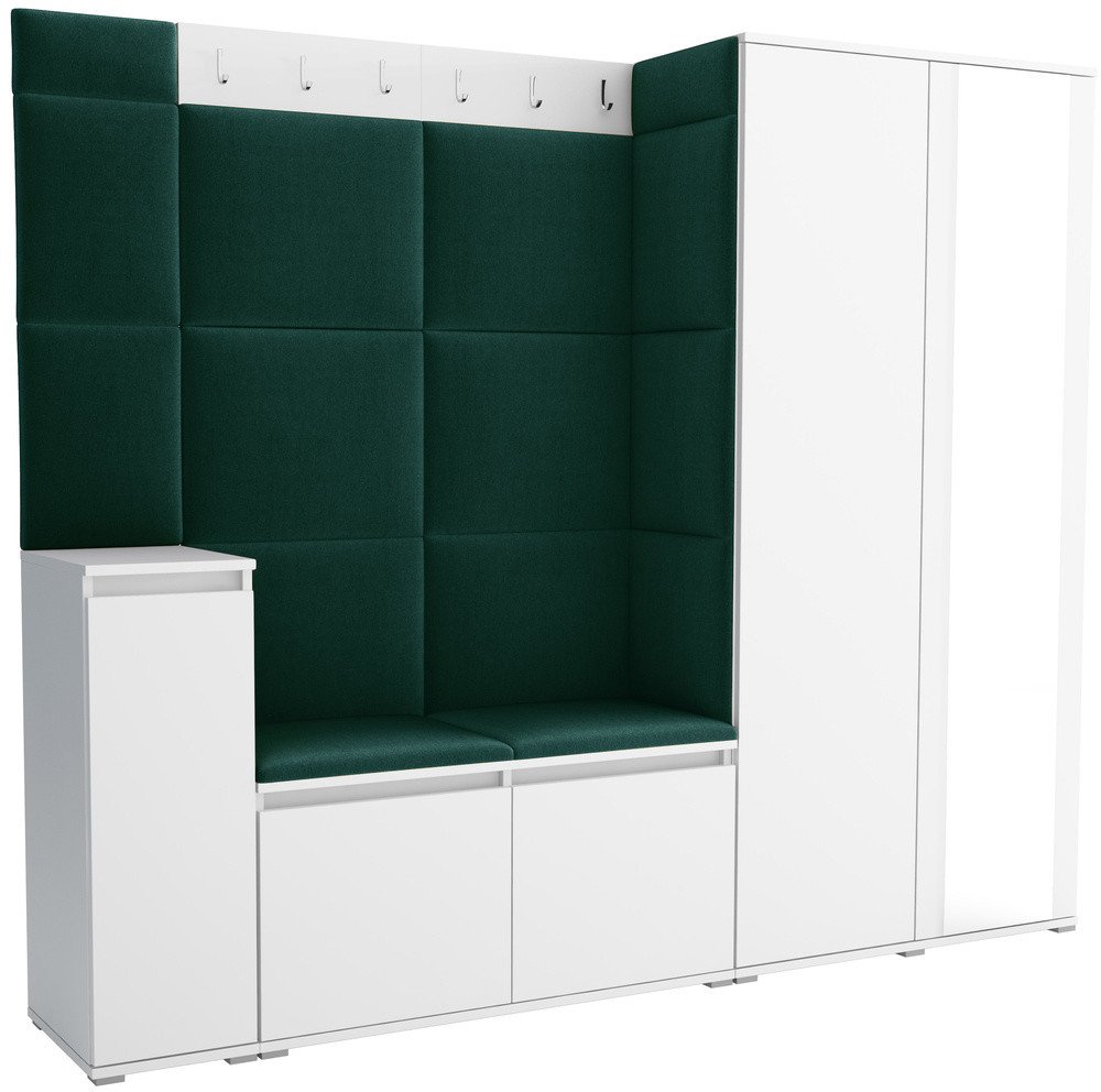 Tapicerowana garderoba Noris VIII z lustrem - kolor biały + tkanina Trinity 28