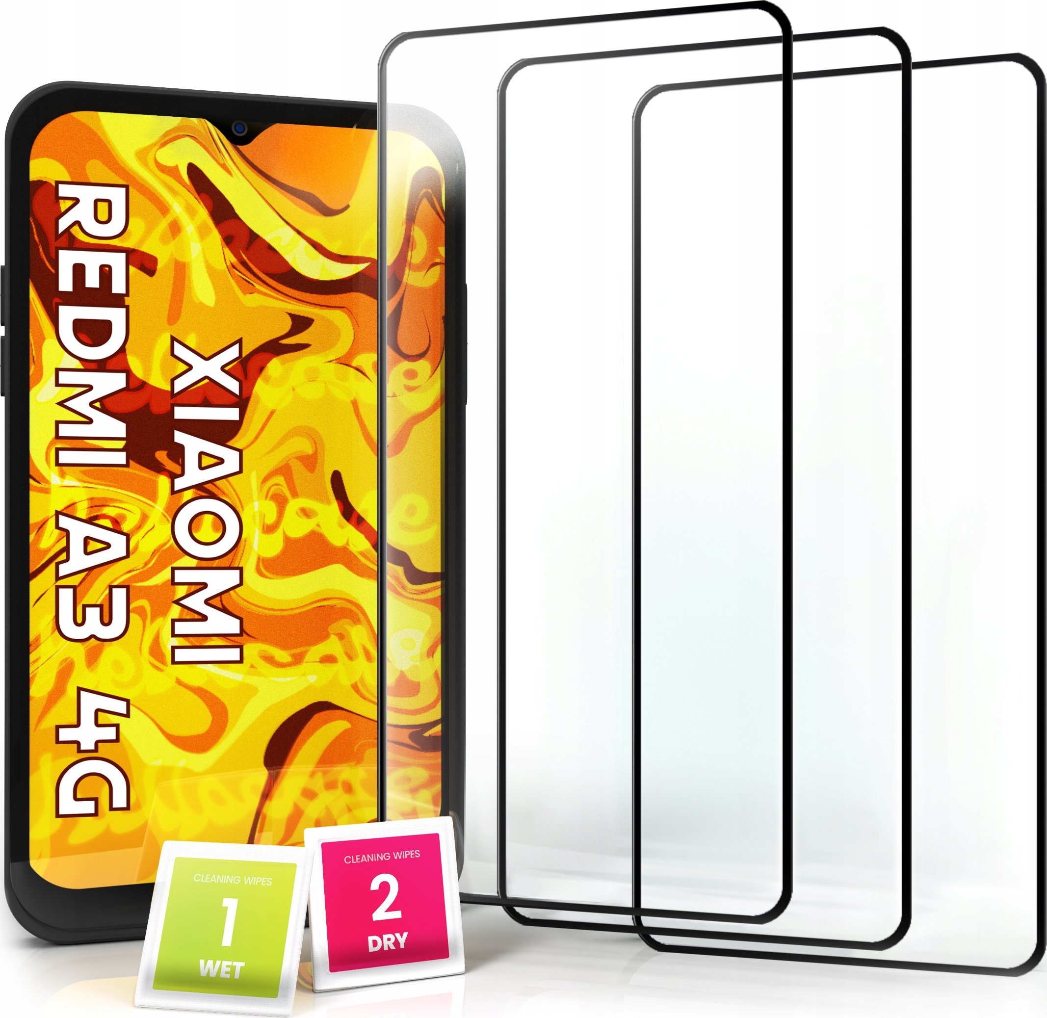 Hello Case 3-PAK Szkło Hartowane do Xiaomi Redmi A3 4G (Global) (cały ekran, 9H, 5D)