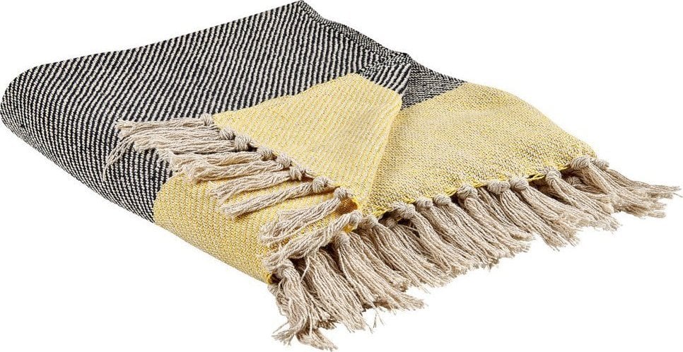 Beliani Bawełniany koc 125 x 150 cm szaro-żółty LAPU!