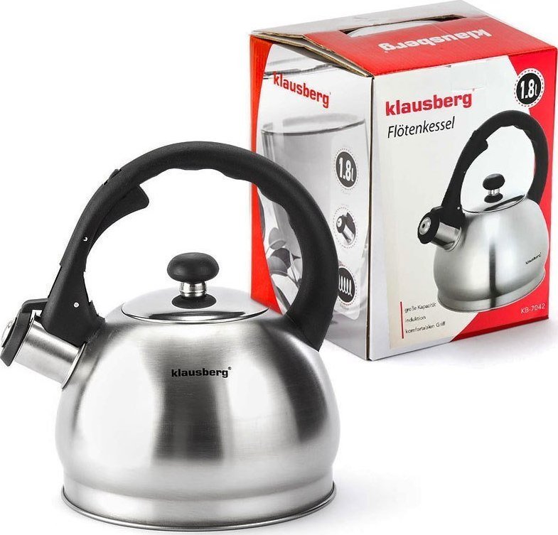 Klausberg KLAUSBERG - Czajnik tradycyjny - metalowy - srebrny - 1,3 L