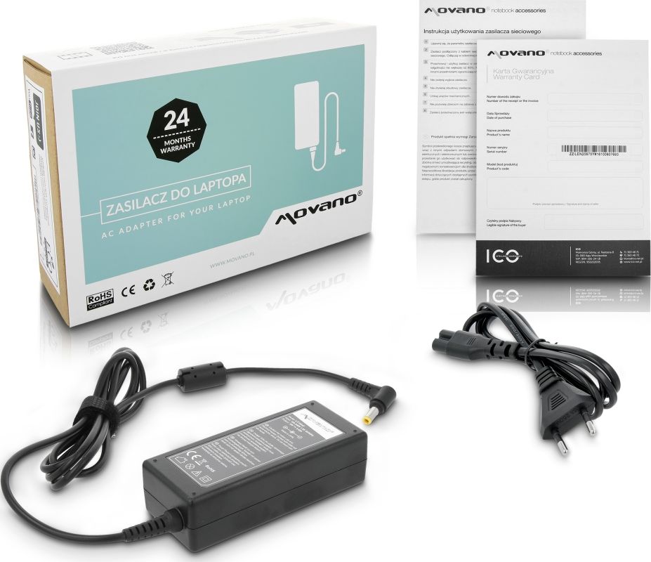 Zasilacz do laptopa Movano 65 W, 2.5 mm, 3.42 A, 19 V (ZZ/LIT19342)