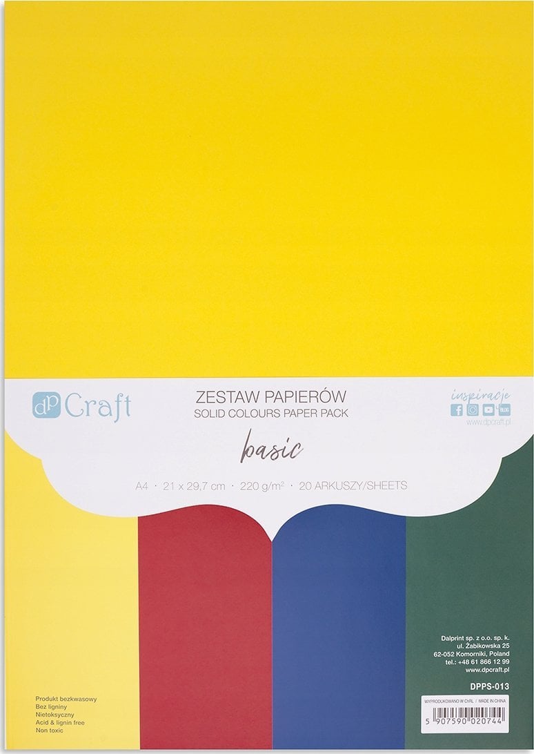 Zestaw papierów A4 20 arkuszy basic 220g