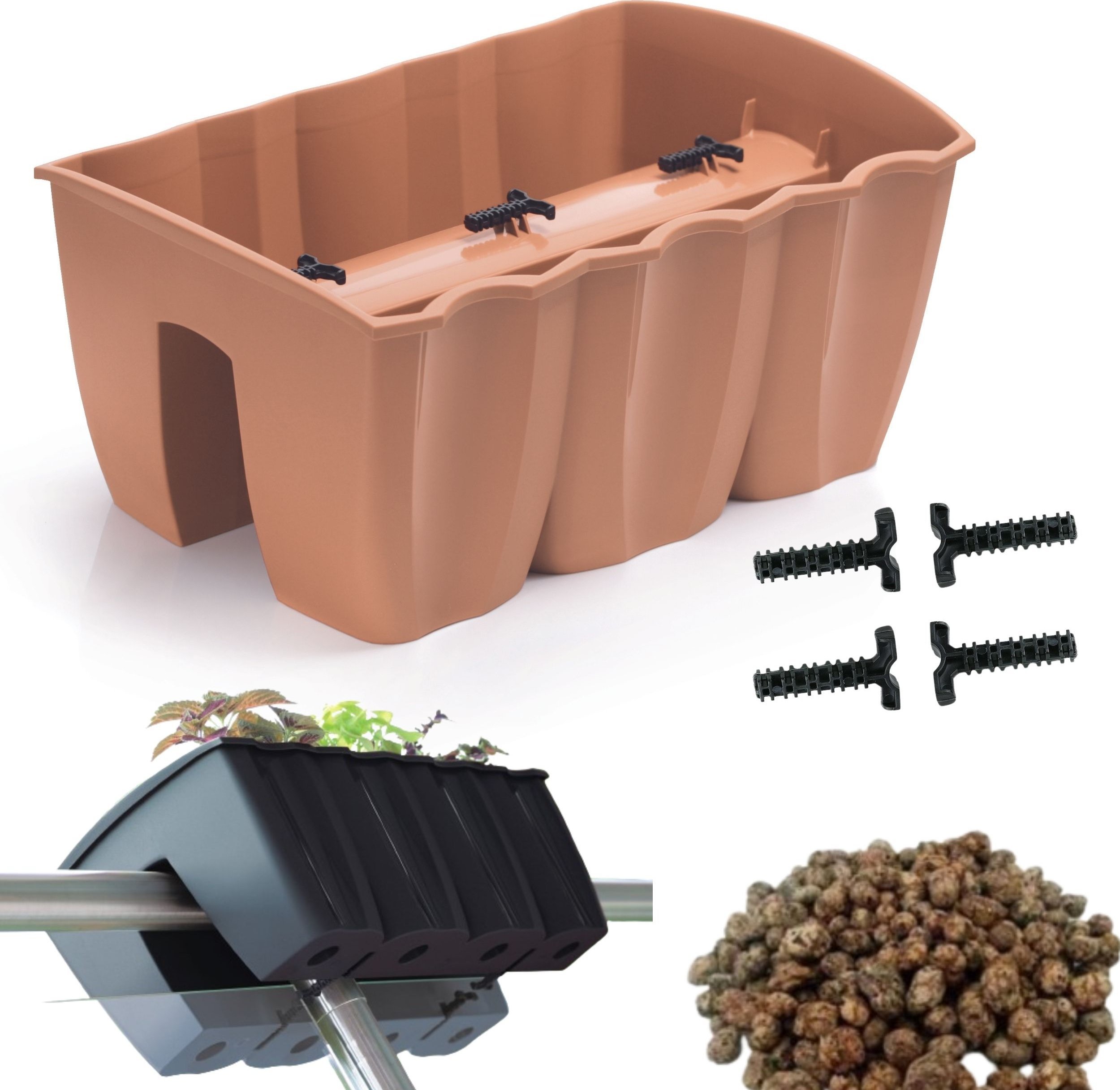 Prosperplast Skrzynka na balustradę DCRO400, Doniczka balkonowa + keramzyt 1l