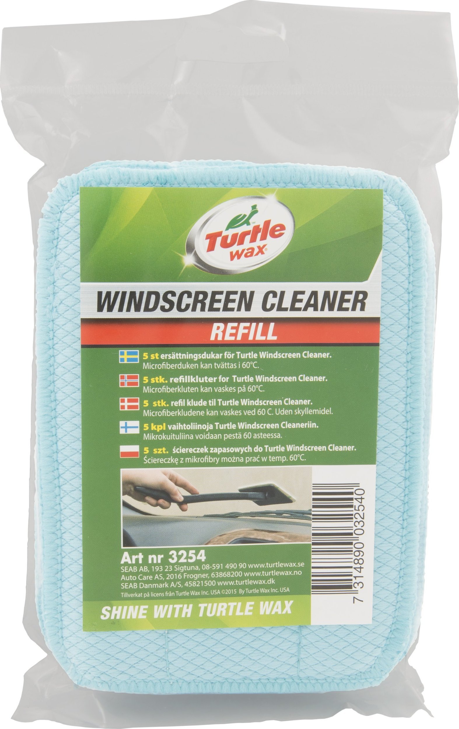 Moje Auto Turtle Wax Windscreen Cleaner - Ruderenser Refill - 5 stk.
