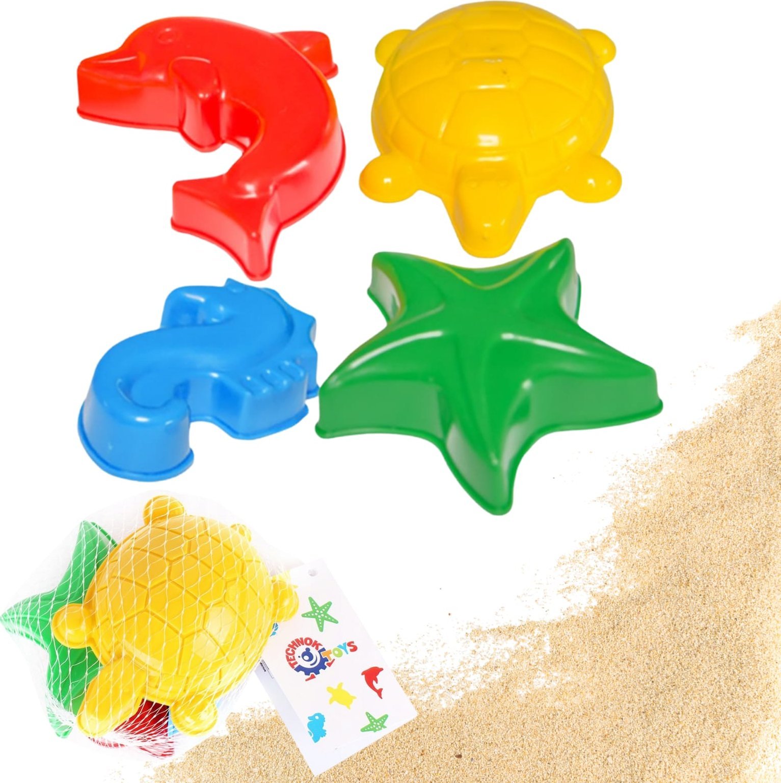 Technok FOREMKI DO PIASKU ZWIERZĘTA MORSKIE PLAŻA PIASKOWNICA ZESTAW 4 FOREMEK