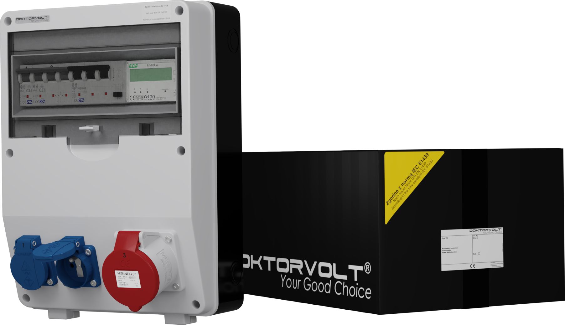 Doktorvolt Rozdzielnica budowlana z licznikiem 3F TD-S/FI 32A 2x230V Doktorvolt 9672