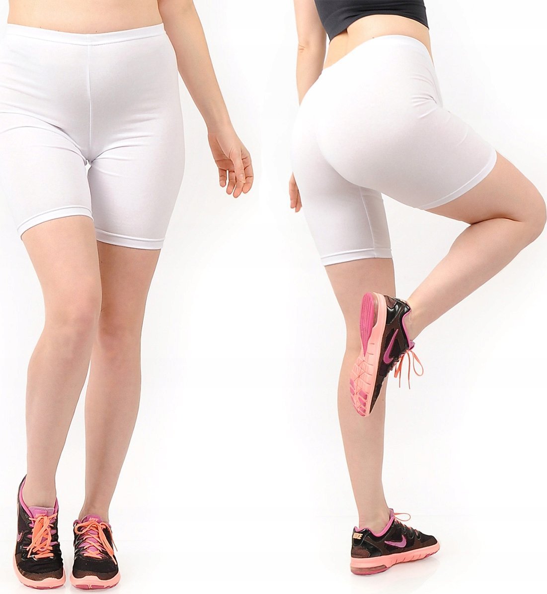 Legginsy damskie 1/2 Kolarki Krótkie Spodenki Białe XL