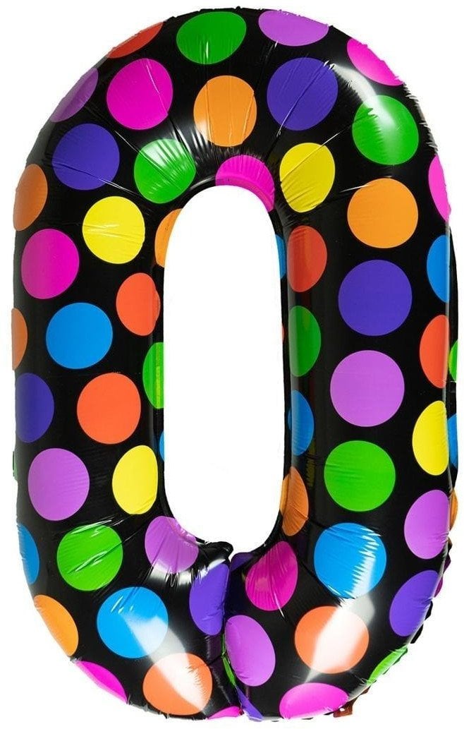 Balon foliowy cyferka 0 w kropki