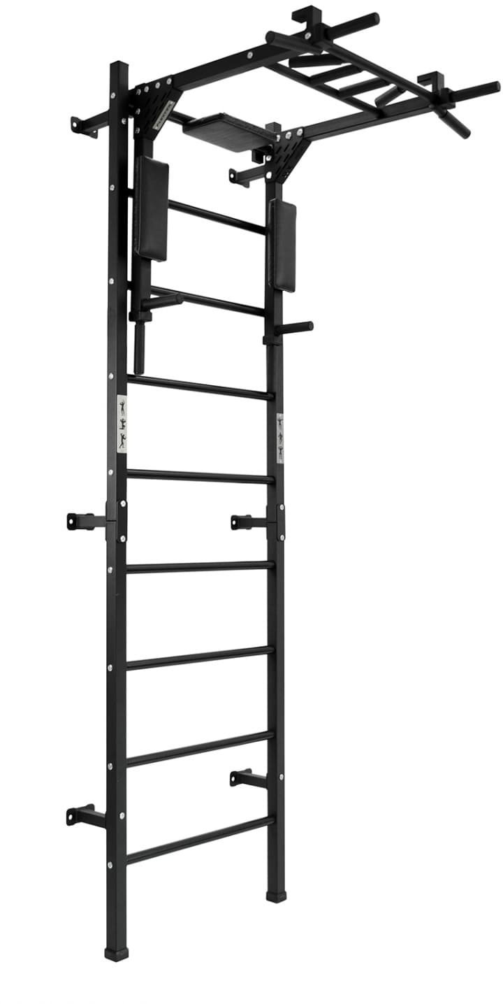 Małpiszon Drabinka gimnastyczna Profi czarny + drążek i poręcze do dipów 2w1 | 250 kg