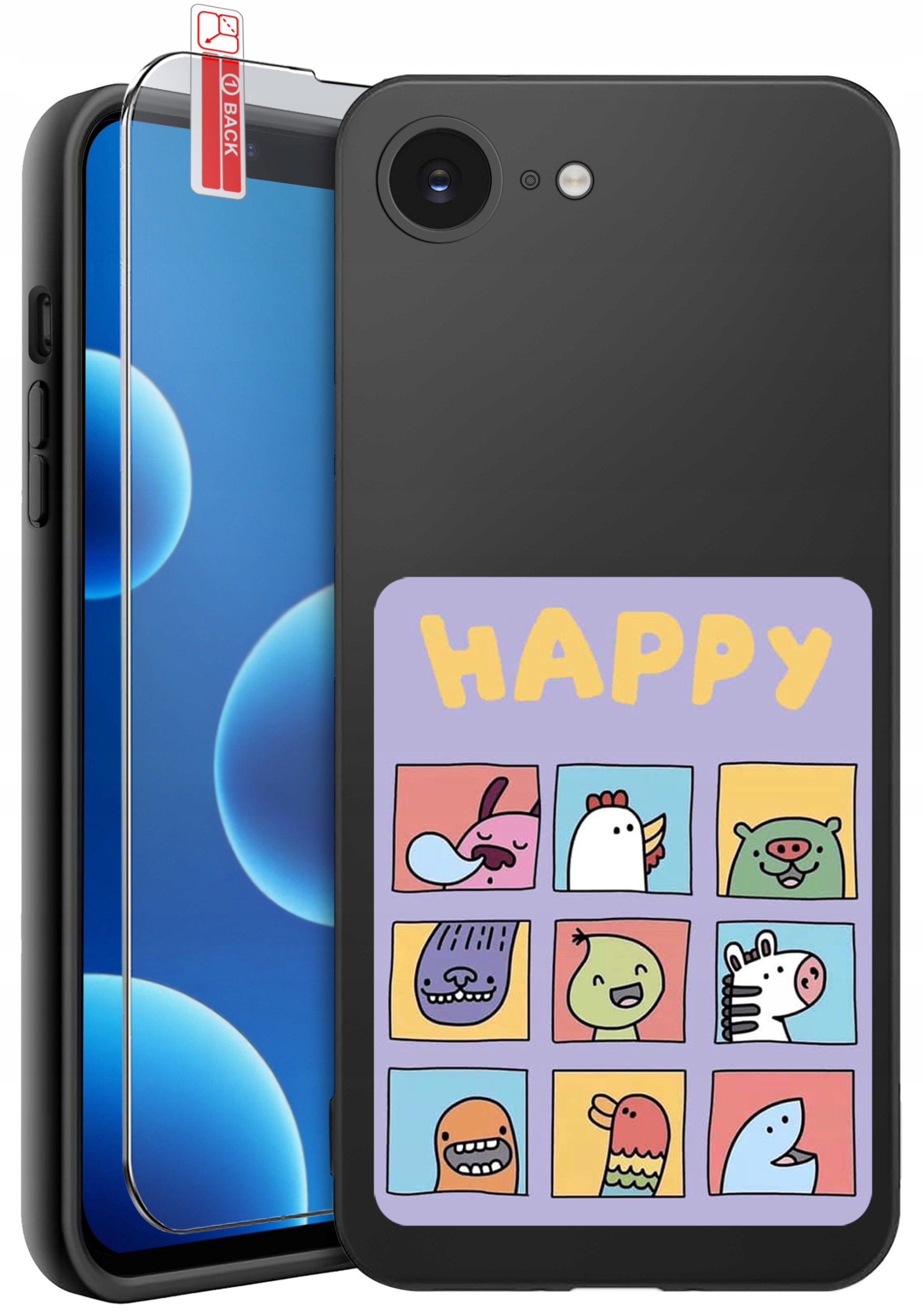 ETUI do iPhone 16e | WZORY | SILIKONOWE MATT CASE + SZKŁO 9H