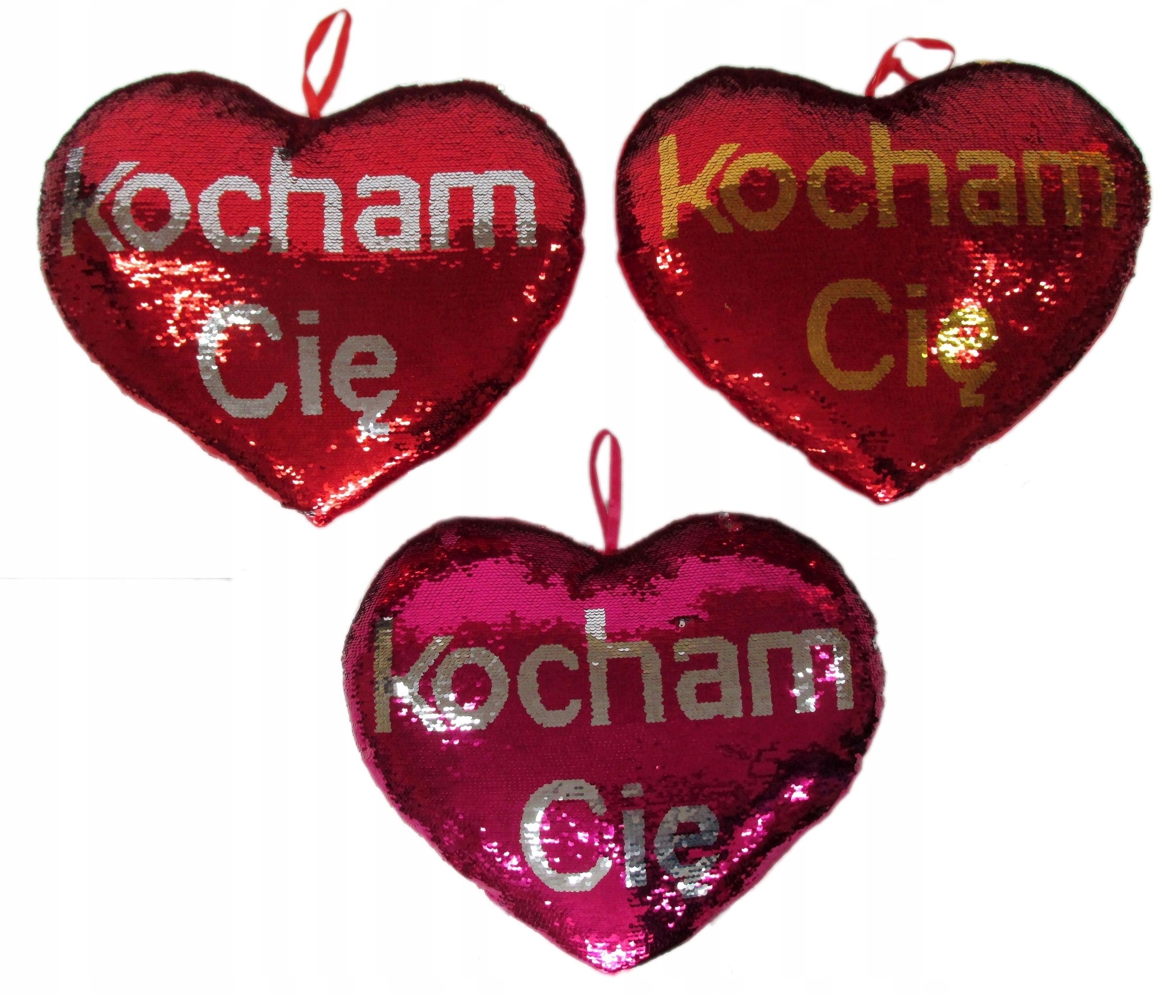 Serce cekinowe Kocham Cię 37cm MIX