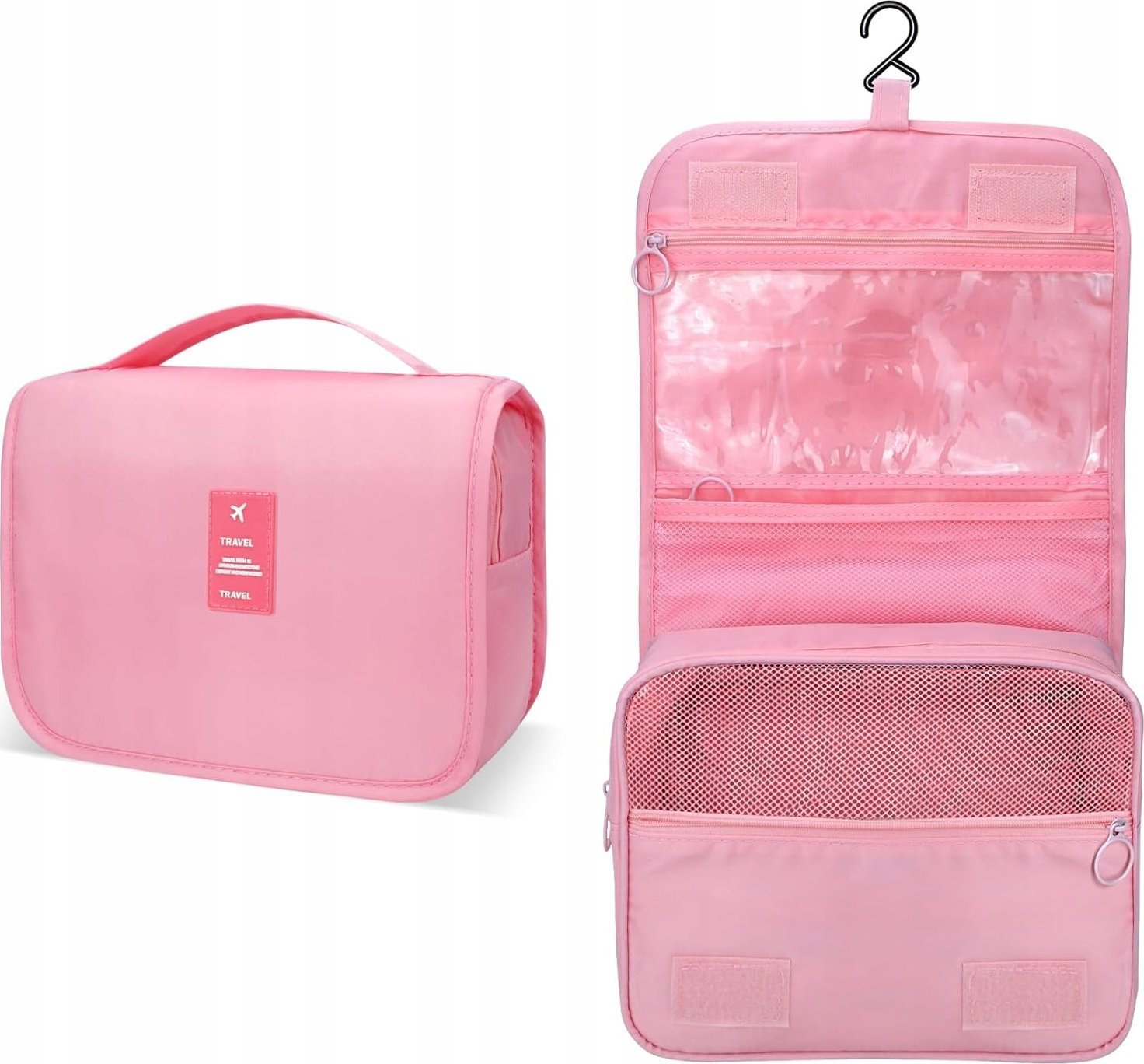 Korbi KOSMETYCZKA WISZĄCA KUFEREK ORGANIZER ROZKŁADANA POJEMNA DUŻA RÓŻ XL