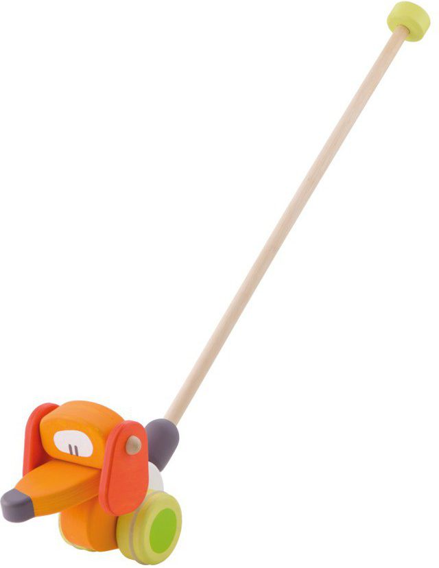 Sevi Drewniana zabawka do pchania, piesek z ruchomą główką (82892)