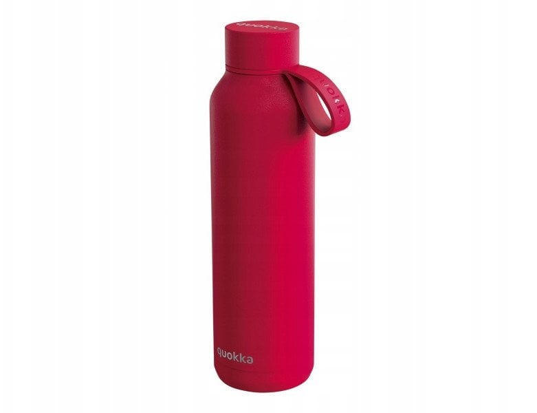 Quokka Solid With Strap - Butelka termiczna ze stali nierdzewnej 630 ml z paskiem (Cherry Red)