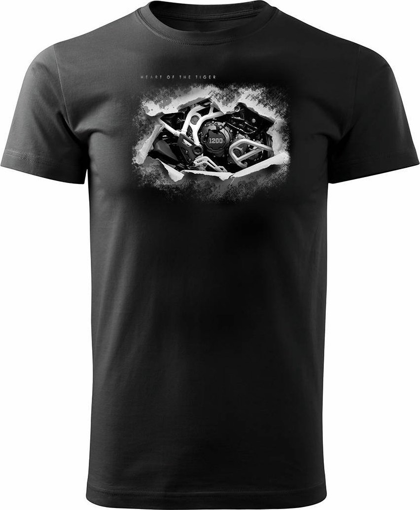 Topslang Koszulka z motocyklem na motor z silnikiem silnik Triumph Tiger 1200 męska czarna REGULAR XL