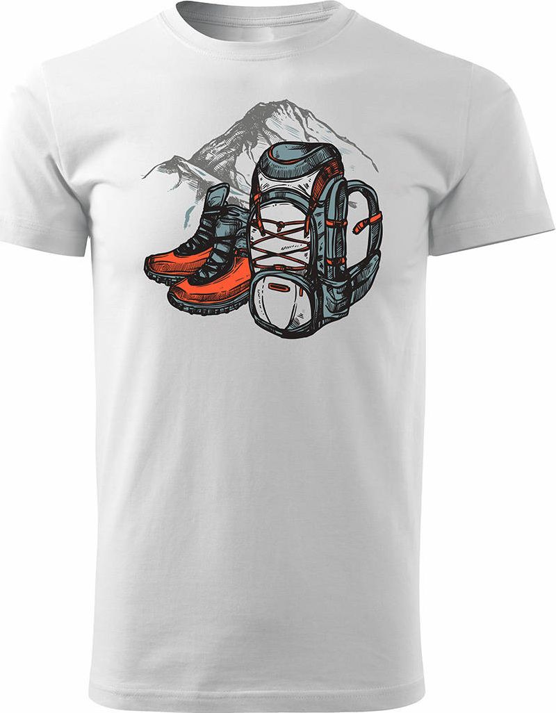 Topslang Koszulka z plecakiem z górami w góry turystyczna trekkingowa męska biała REGULAR M