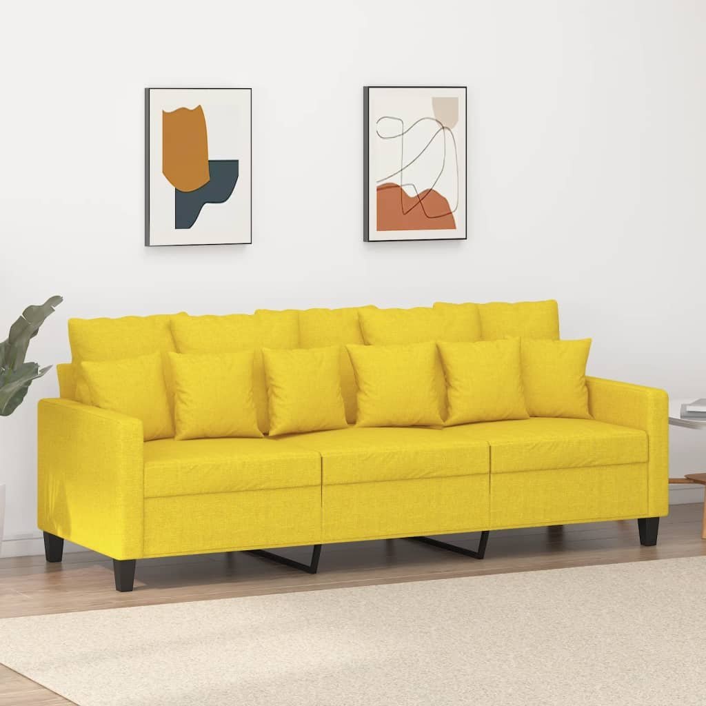 vidaXL vidaXL Sofa 3-osobowa, jasnożółta, 180 cm, tapicerowana tkaniną