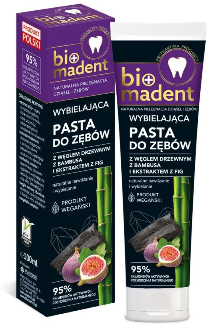 Bio Madent Wybielająca pasta do zębów z węglem drzewnym z bambusa i ekstraktem z fig 100ml
