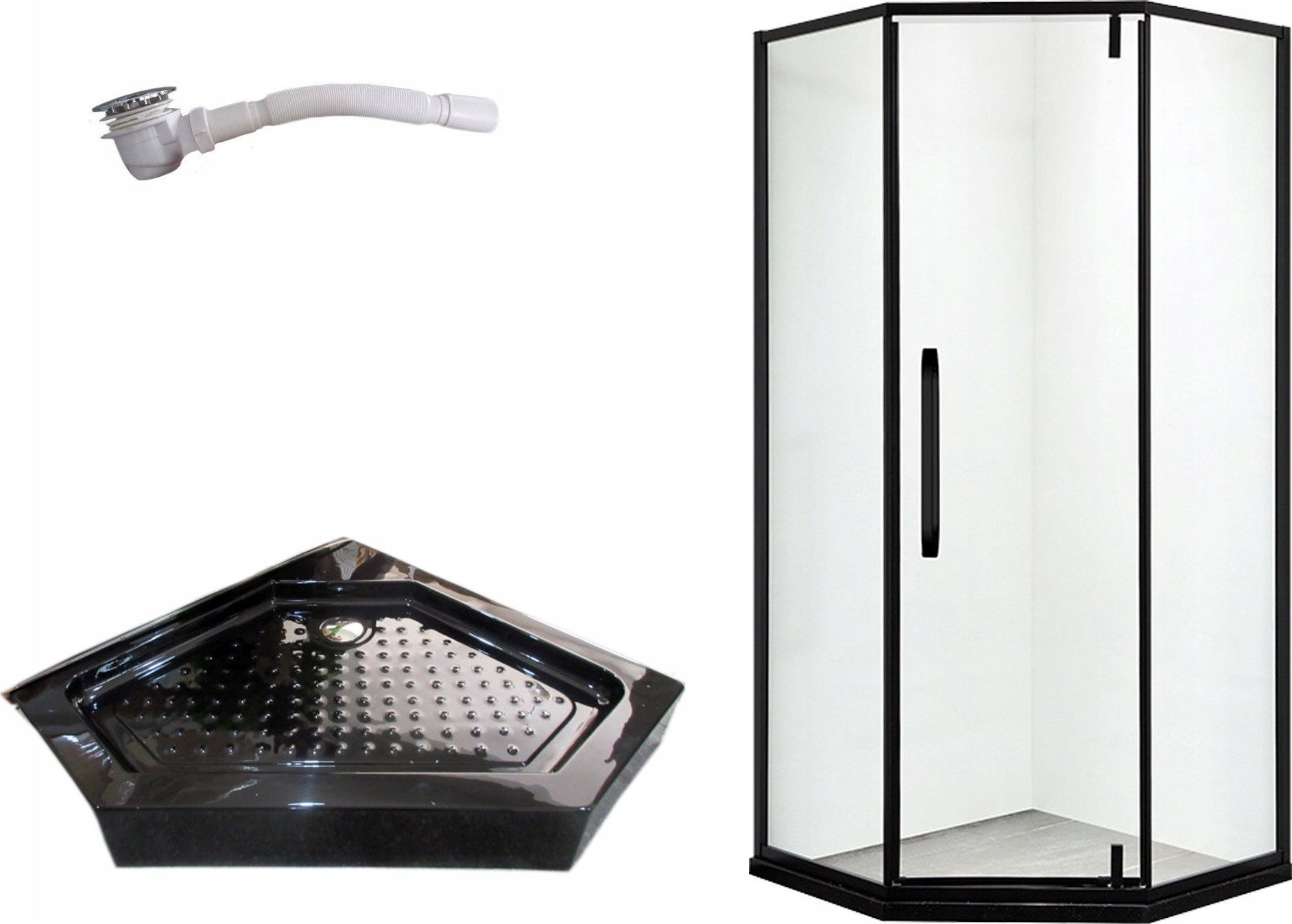 Toule Kabina prysznicowa pięciokątna czarna LOFT brodzik