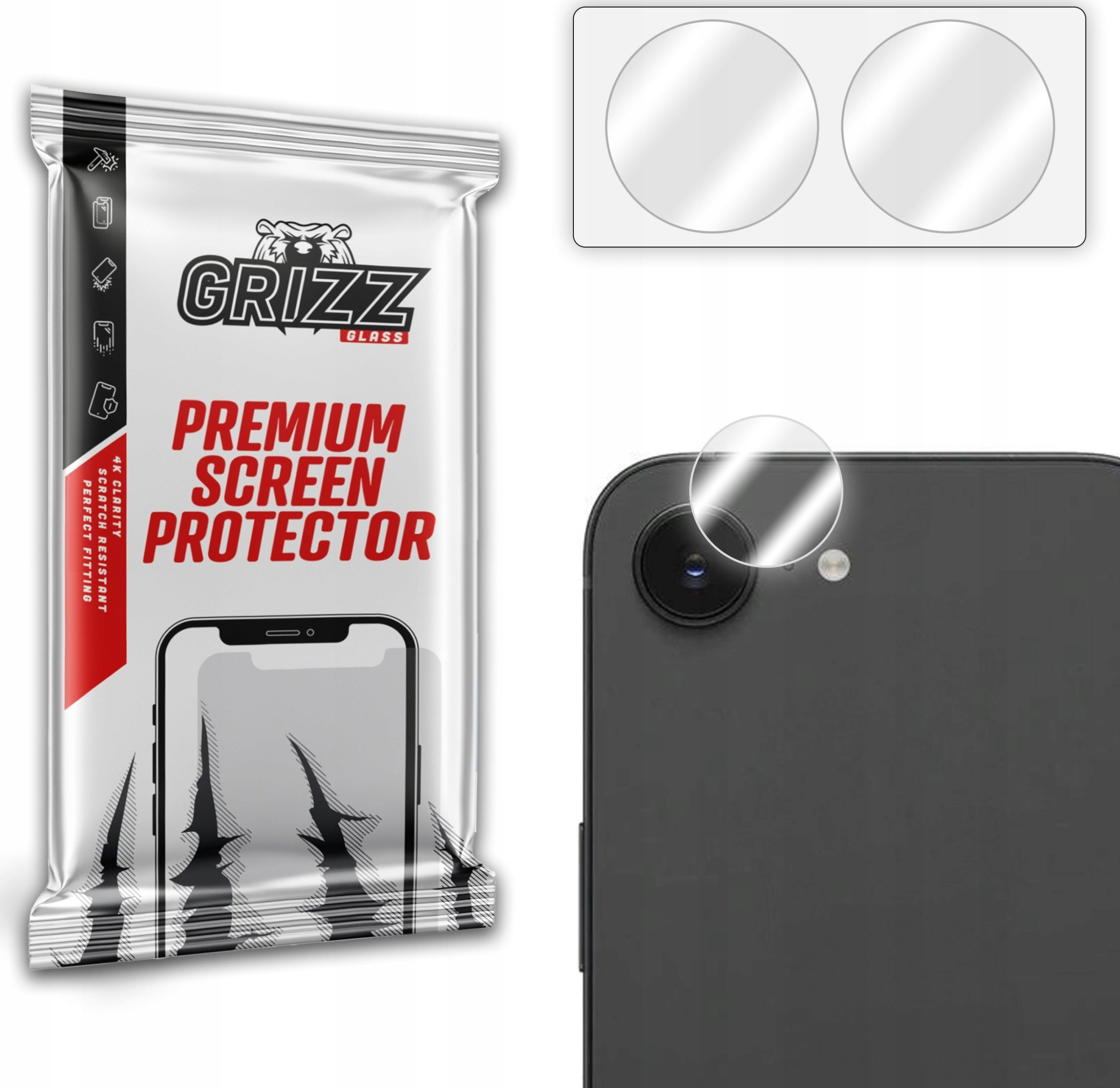 Szkło na aparat GrizzGlass HybridGlass Camera do Apple iPhone 16e [2 PACK]