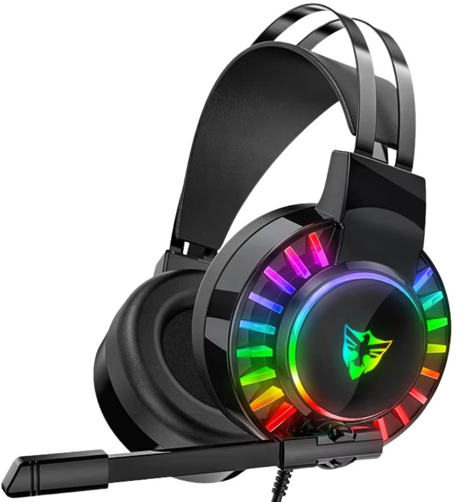 Słuchawki gamingowe 7.1 rgb przewodowe nauszne dla graczy led z mikrofonem