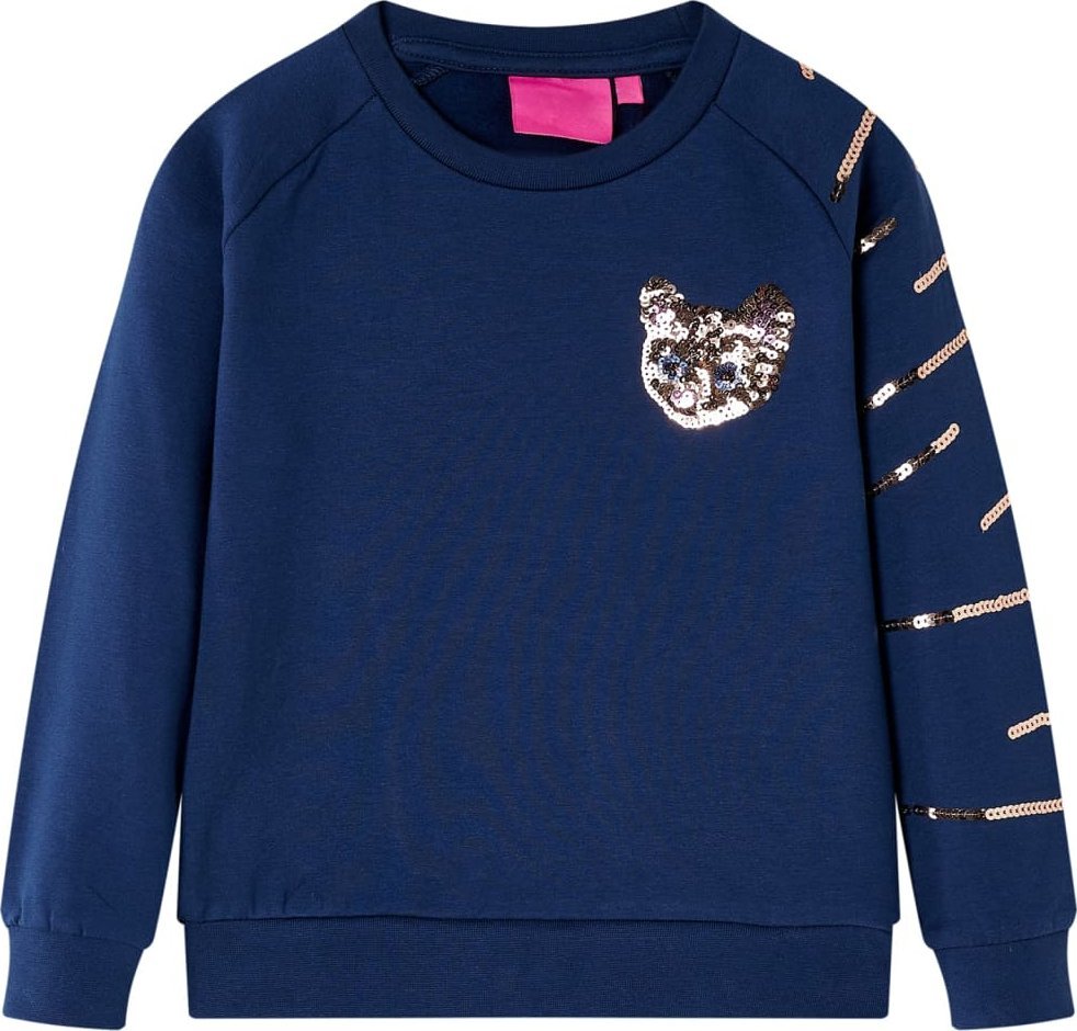 vidaXL Bluza dziecięca z kotem z cekinów, granatowa, 92