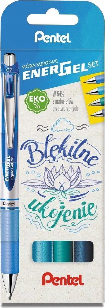 Pentel Pióra kulkowe Pentel EnerGel BL77 Błękitne ukojenie (4)