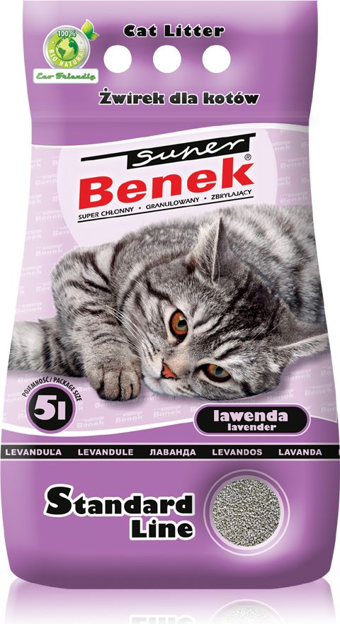 Żwirek dla kota Super Benek Standard Lawenda 5 l
