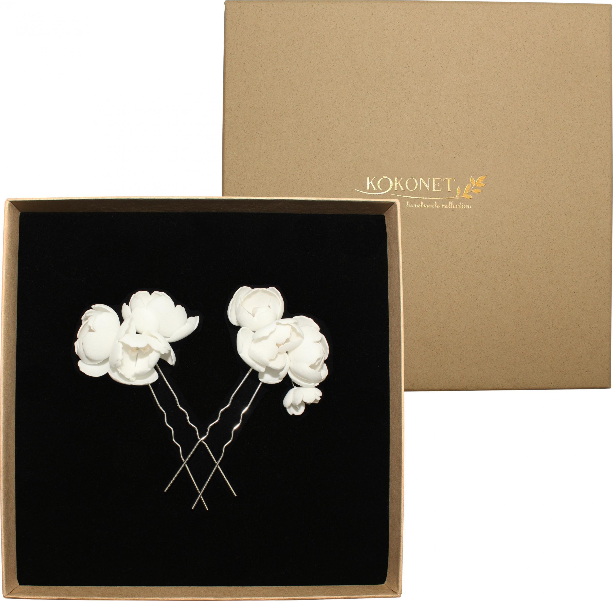 KOKONET Wsuwki do włosów ślubne eleganckie kwiaty fryzura