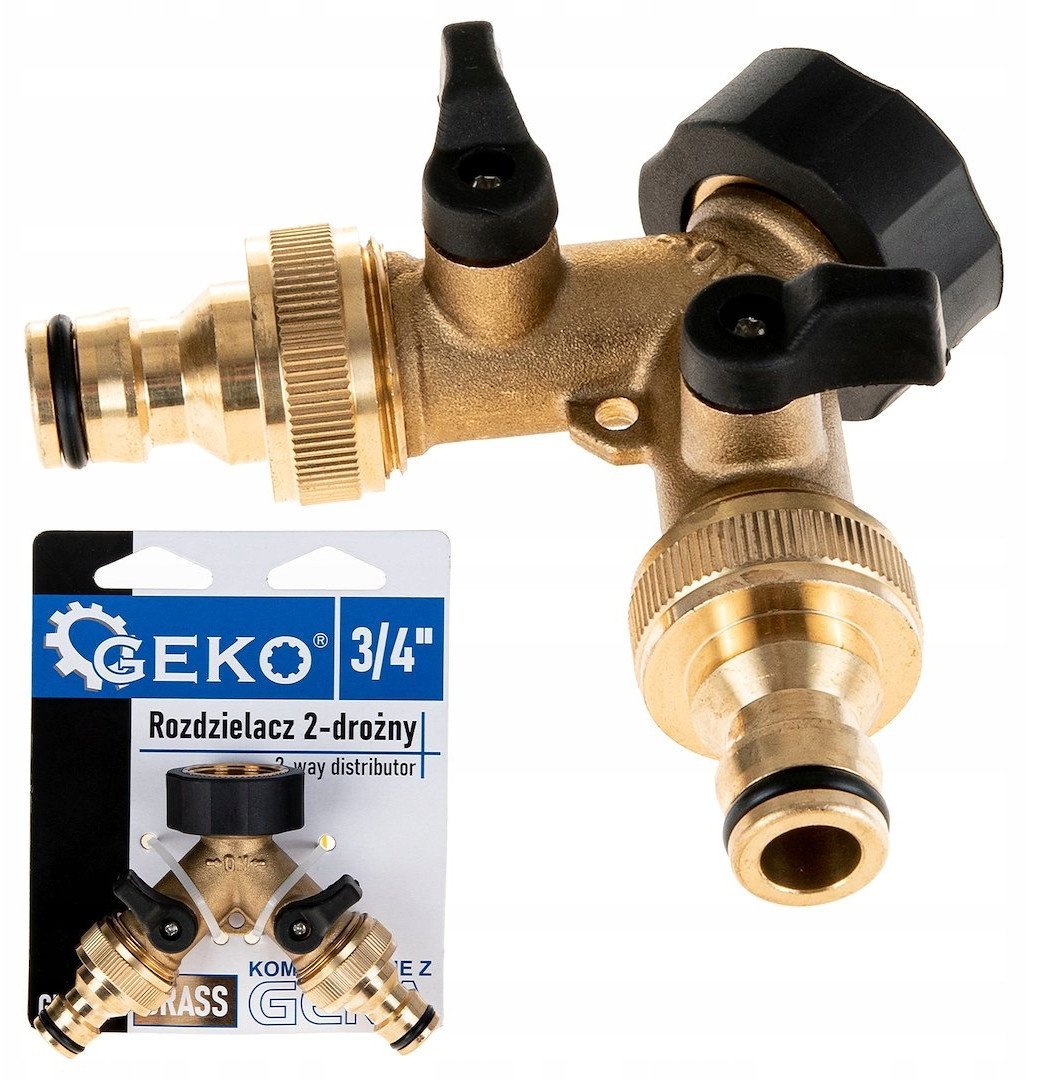 Rozdzielacz 2-drożny na kran GW3/4" x 2 GZ3/4" z zaworami i szybkozłączami (10/60)