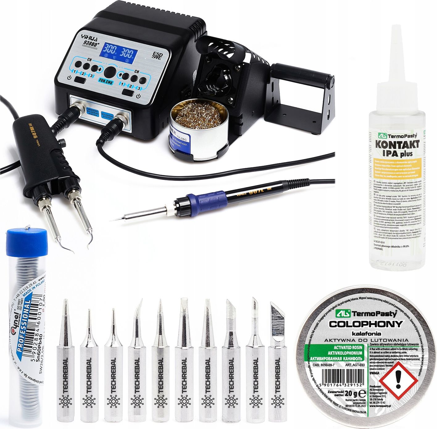 Techrebal Stacja lutownicza Yihua 938BD+ Groty KIT10