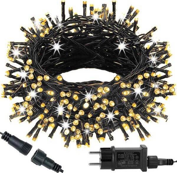 Lampki choinkowe Springos Lampki choinkowe 300 led biały ciepły + biały zimny flash 15m oświetlenie świąteczne IP44 UNIWERSALNY